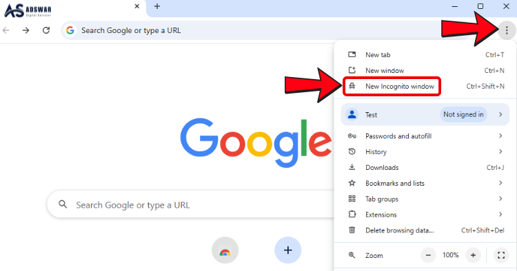 กดเข้า จุด 3 จุด แล้วกด Incognito Mode
